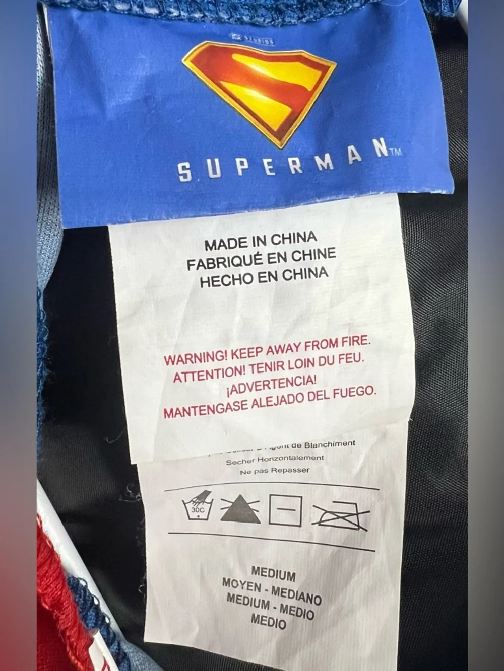 Rubie's Blue, Red and Yellow Superman-Style Kids Costume with Cape Size M - Picture 5 of 8